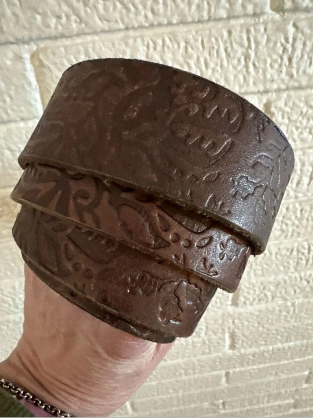 AEO EMBOSSED BOHO LEATHER BELT SMALL